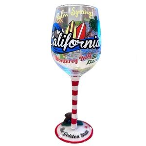 🦋 Top Shelf CALIFORNIA hand painted Wine glass